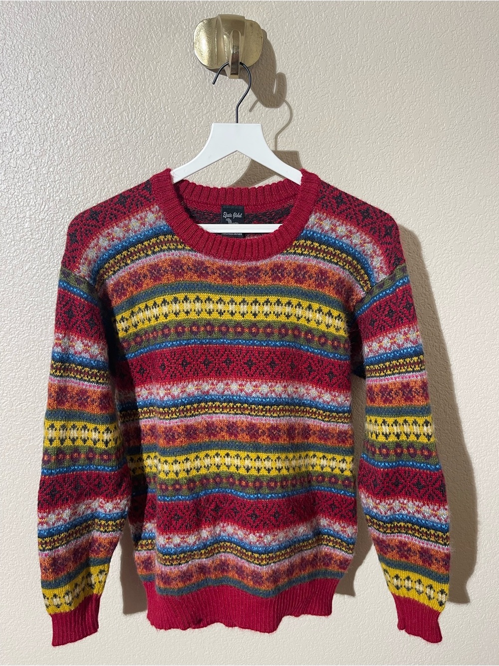 Efrata Global Heritage Fair Isle Crewneck Sweater - Red
